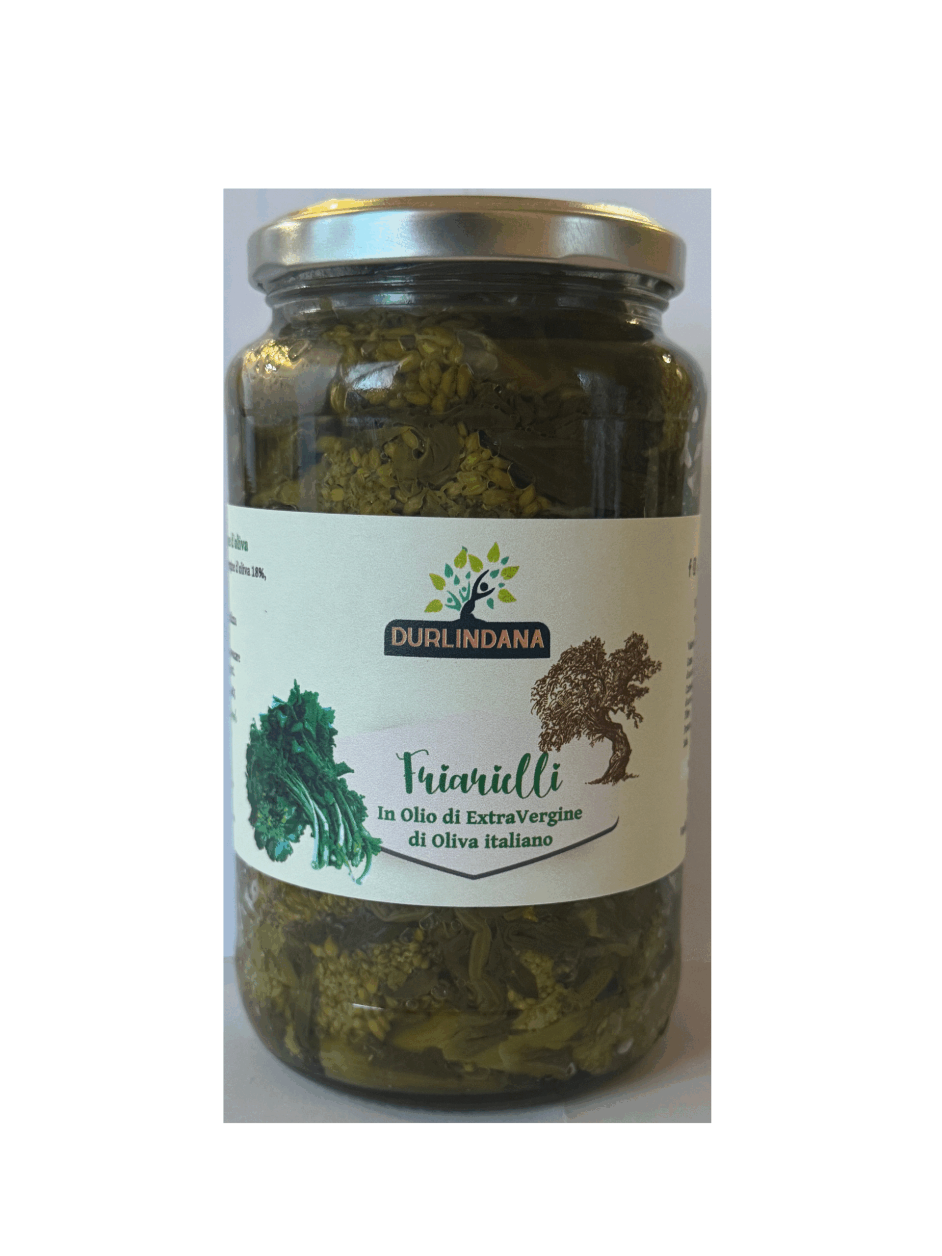 Friarielli sott'olio artigianali Durlindana Bio, in vasetto di vetro. Friarielli freschi sott'olio extravergine di oliva biologico