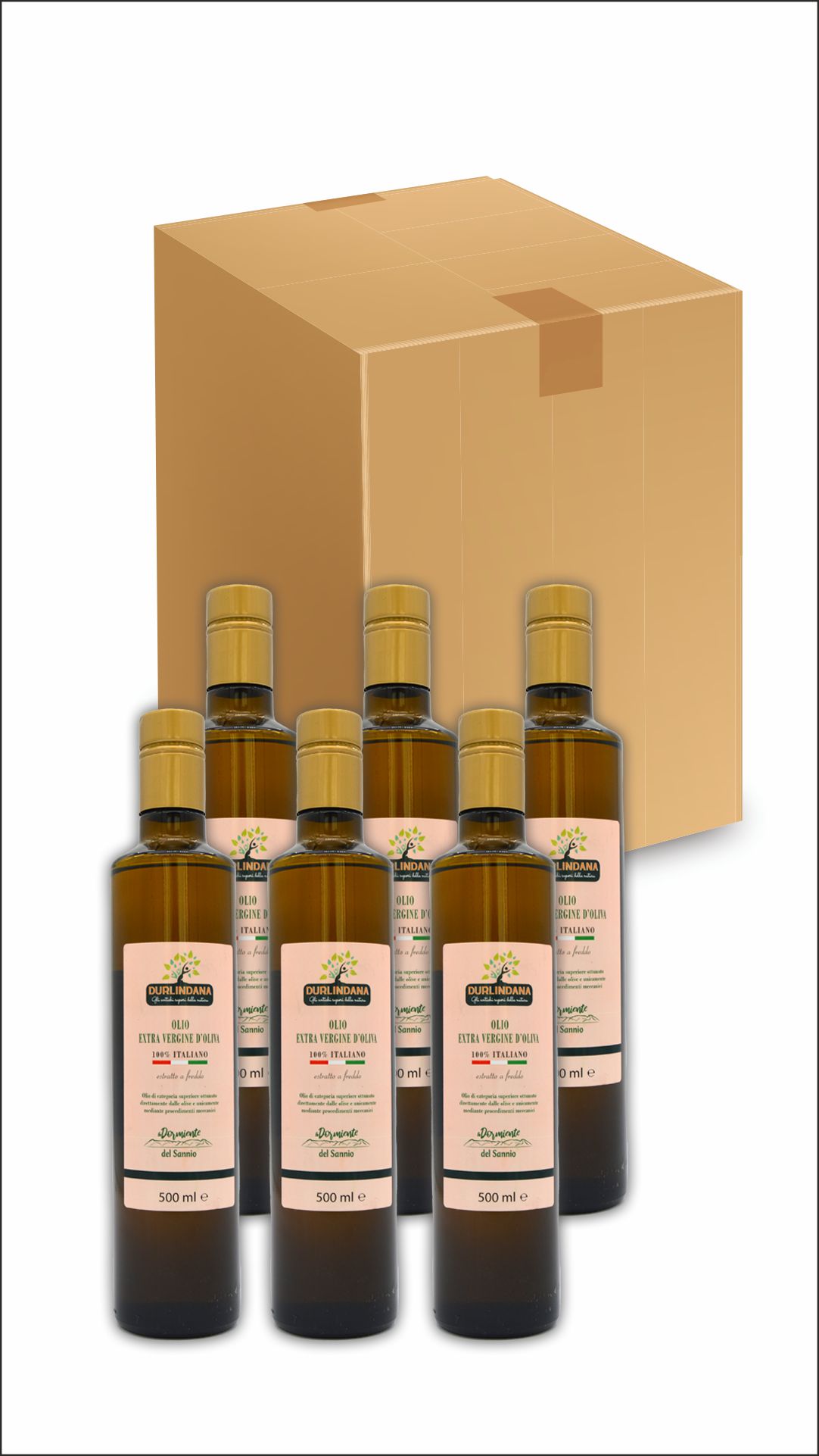 Box Convenienza – 6 Bottiglie di Olio Extravergine di Oliva Durlindana 500 ml – Spedizione Inclusa